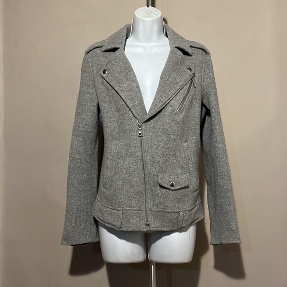 THEORY TRALSMIN DF NEW DIVIDE Gray Wool/Cashmere Moto Jacket S/ Read description - Picture 5 of 16